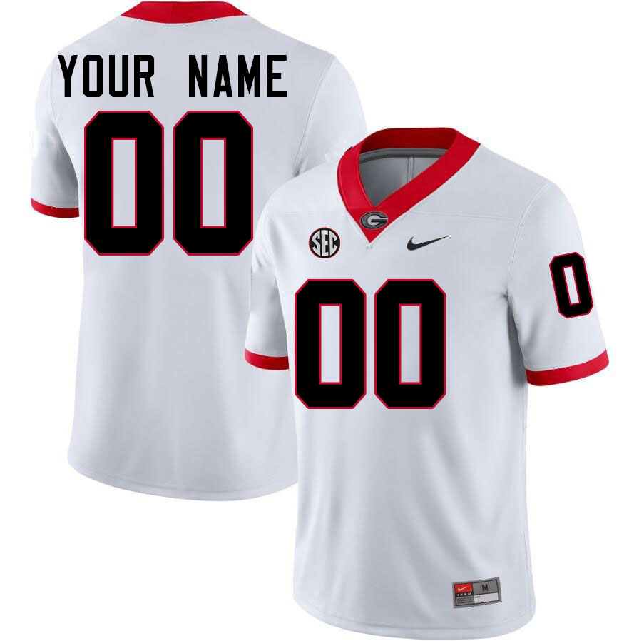 Custom Georgia Bulldogs Player's Name And Number Football Jersey-White